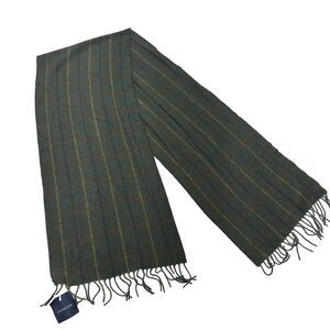 Lands' End 100% Wool GREEN/PLAID Scarf - Unisex New With Tags Multi Color Plaid